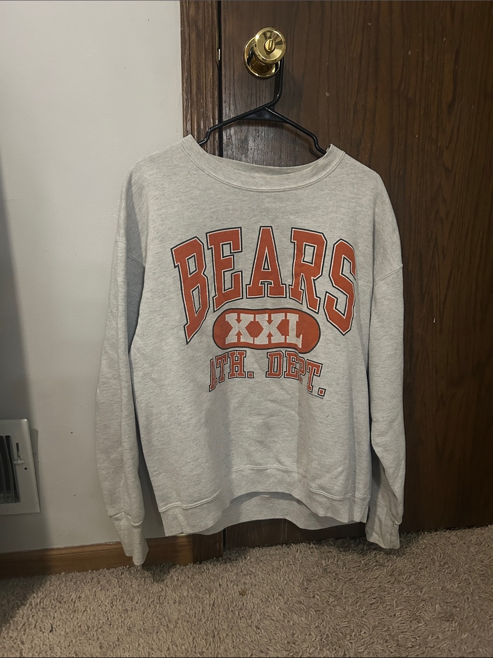 Delta Gray Crewneck Sweater with Orange 'BEARS' Graphic